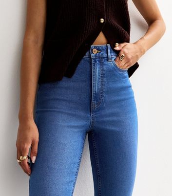 Bright Blue Waist Enhance Quinn Bootcut Stretch Denim Jeans New Look