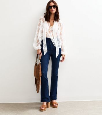 Dark Blue Waist Enhance Quinn Bootcut Jeans New Look