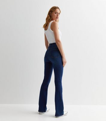 Dark Blue Waist Enhance Quinn Bootcut Jeans New Look