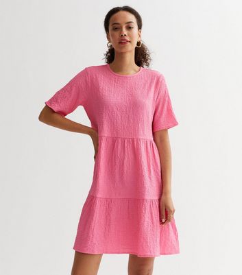 Tall Pink Tiered Smock Mini Dress New Look