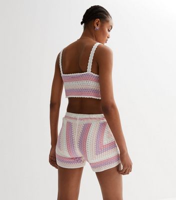 Pink Vanilla Pink Crochet Shorts New Look