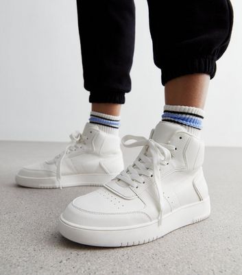 Leather high sales top trainers