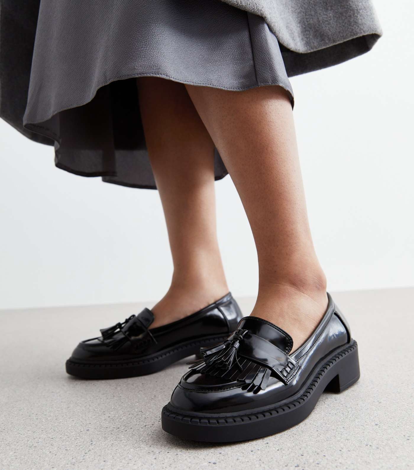 Black Leather-Look Chunky Loafers Image 2