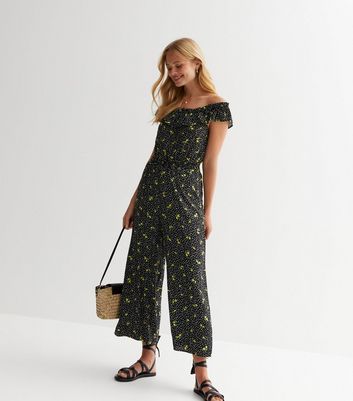 Black spot best sale print bardot jumpsuit