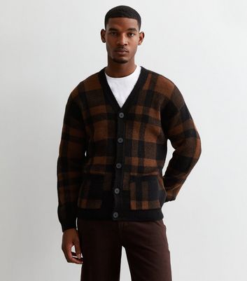 Plaid cardigan outlet mens