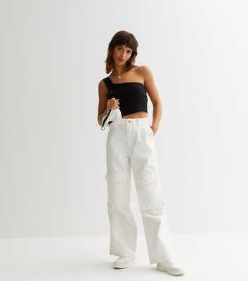 ONLY Cream Wide Leg Cargo Trousers