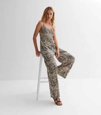 Brown Animal Print Strappy Jumpsuit New Look