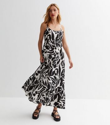 Black Abstract Strappy Maxi Dress New Look