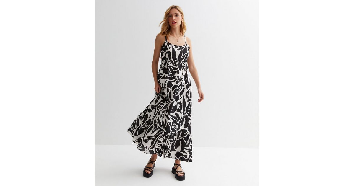 Black Abstract Strappy Maxi Dress | New Look