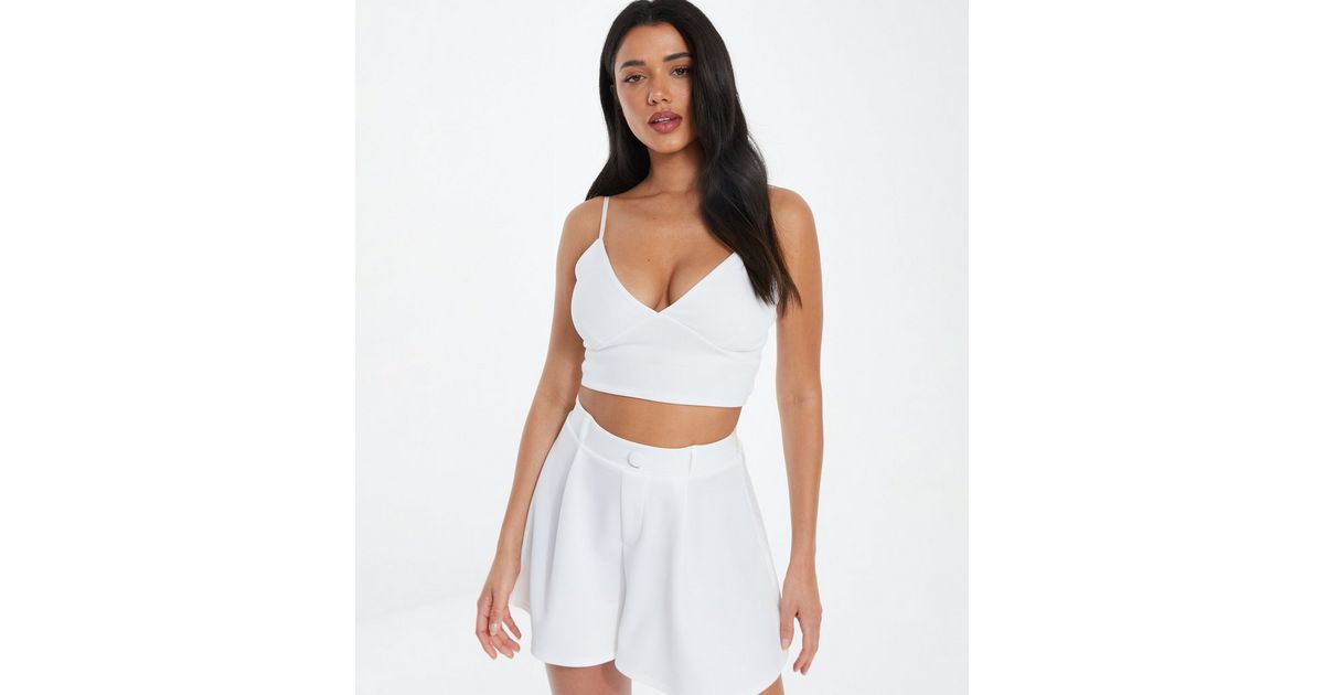 QUIZ White Strappy Crop Top New Look