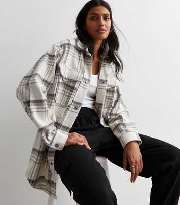 Light Grey Check Double Pocket Shacket | New Look