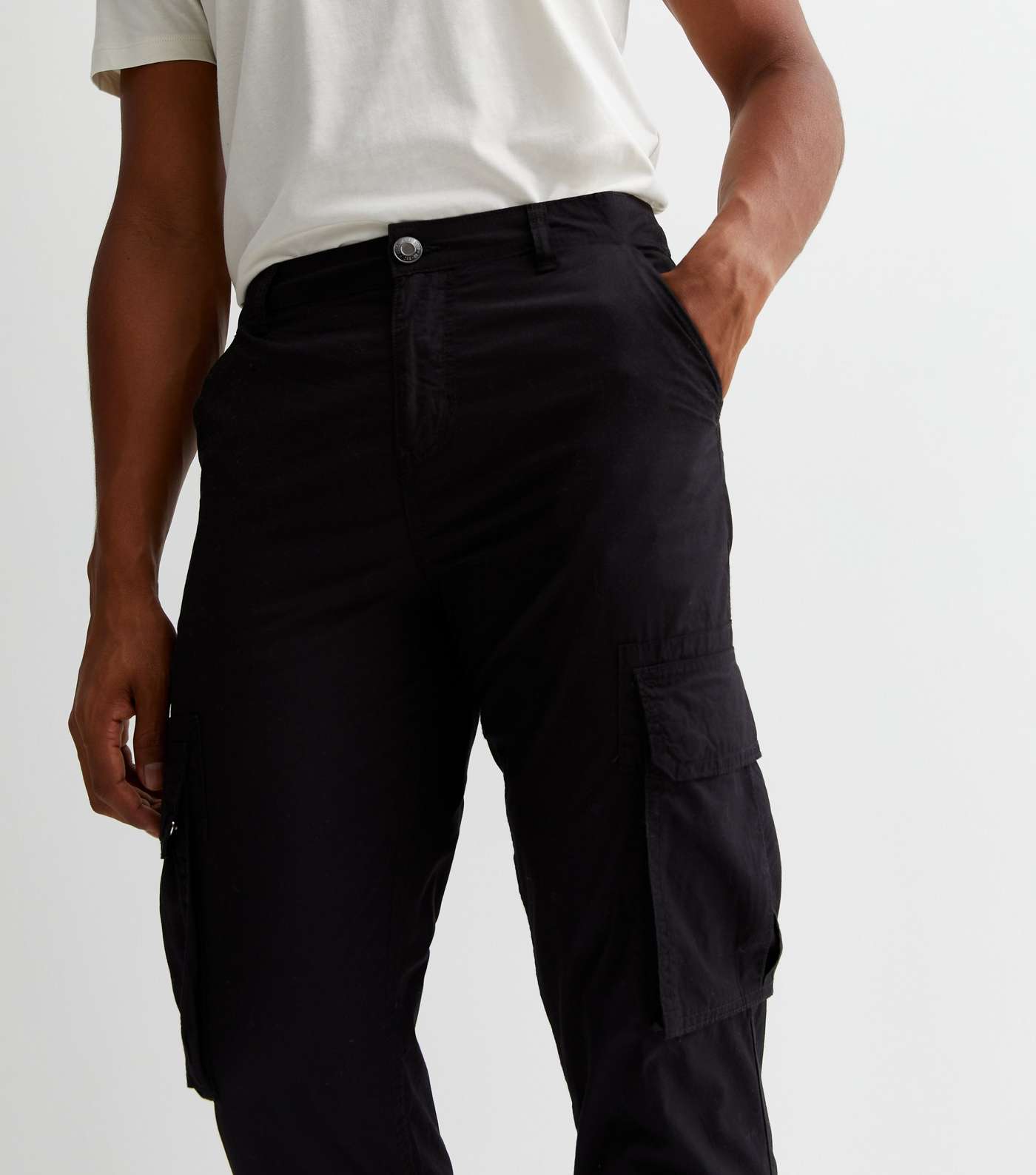 Black Ripstop Cotton Cargo Trousers Image 3
