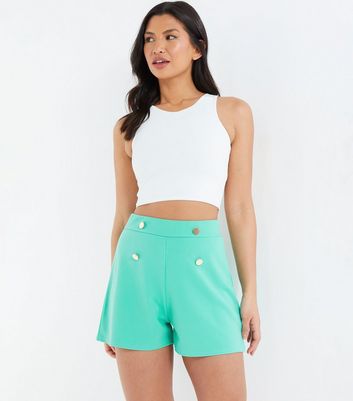 QUIZ Mint Green Button Tailored Shorts New Look