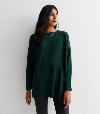 Dark Green Fine Knit Longline Top