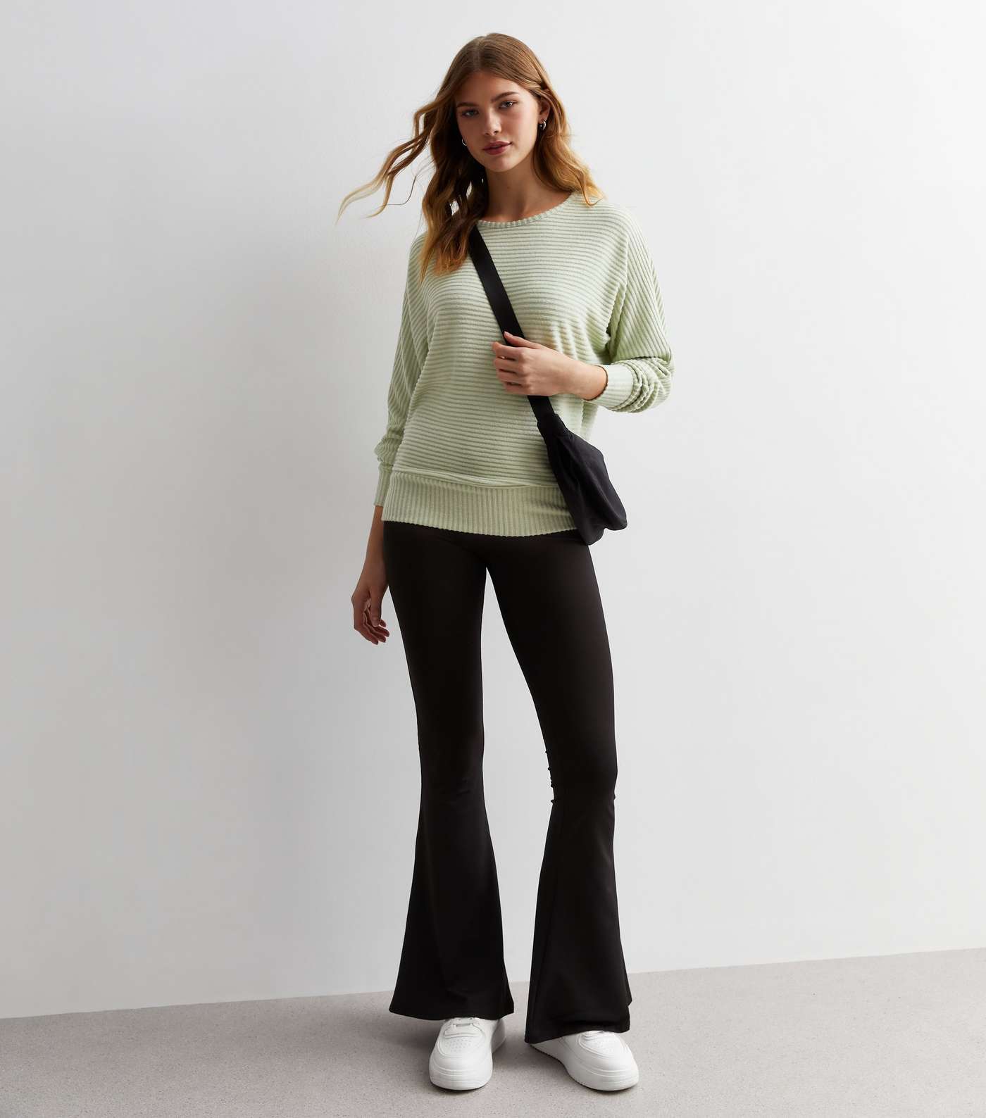 Olive Ribbed Knit Batwing Top Image 2