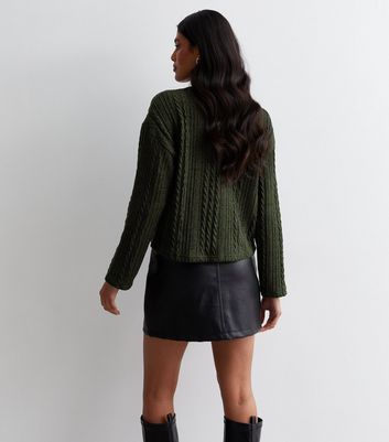 Khaki cable knit jumper deals