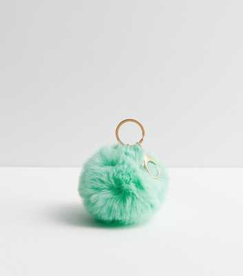 Green Faux Fur Pom Pom Bag Charm