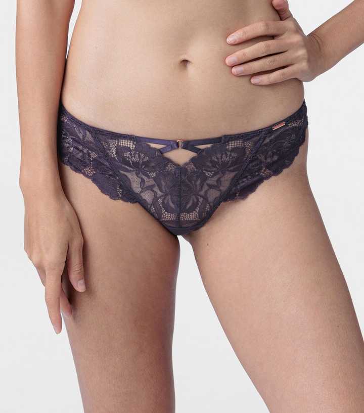 Dorina Purple Floral Lace Bikini Briefs