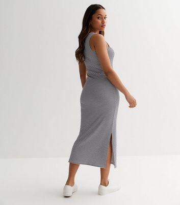 Grey striped shop midi dress