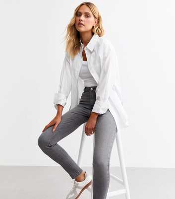 Dark Grey Mid Rise Skinny Jeans