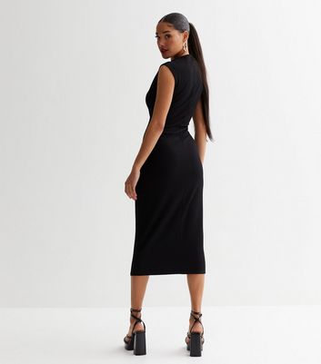 Sleeveless Midi Dress With Square Neck And Tiered Skirt In Black | Adrianna  Papell