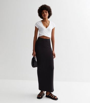 Black LinenLook Maxi Skirt  New Look