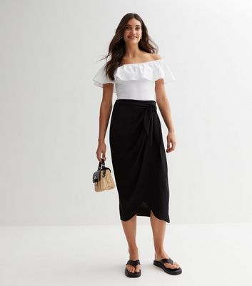 Black Sarong Midaxi Skirt New Look