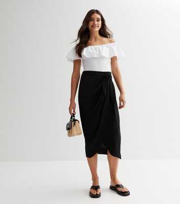 Black Sarong Midi Skirt