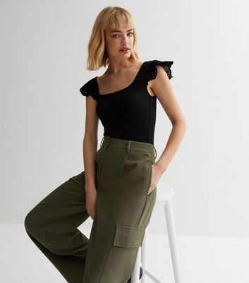 Hollister Ultra High Rise Straight Utility Pant in Green | Lyst