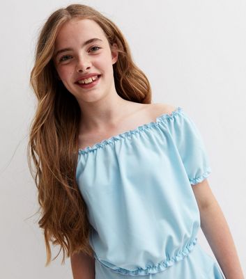 Pale blue 2025 bardot top