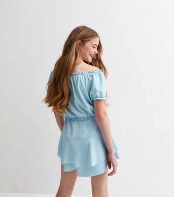 Light blue bardot discount top