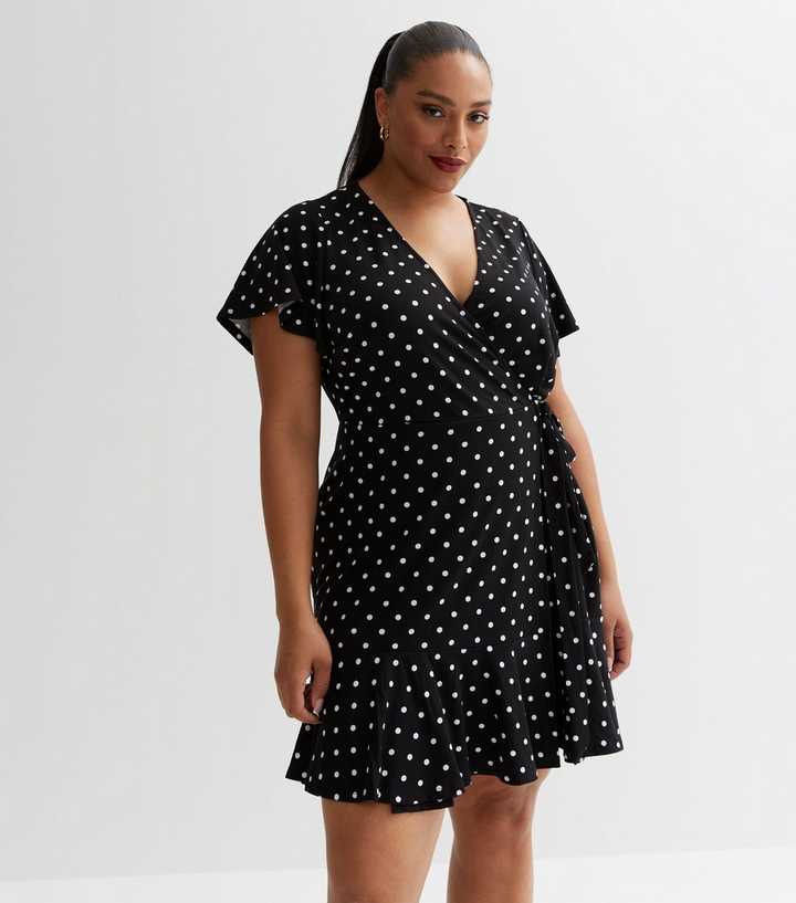 new look polka dot wrap dress