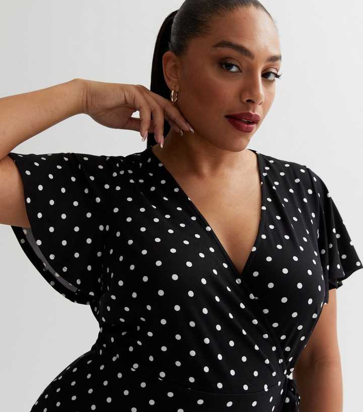 knee length dresses for ladies Beffanie Halter Wrap Set Black Polka Dot main image 0