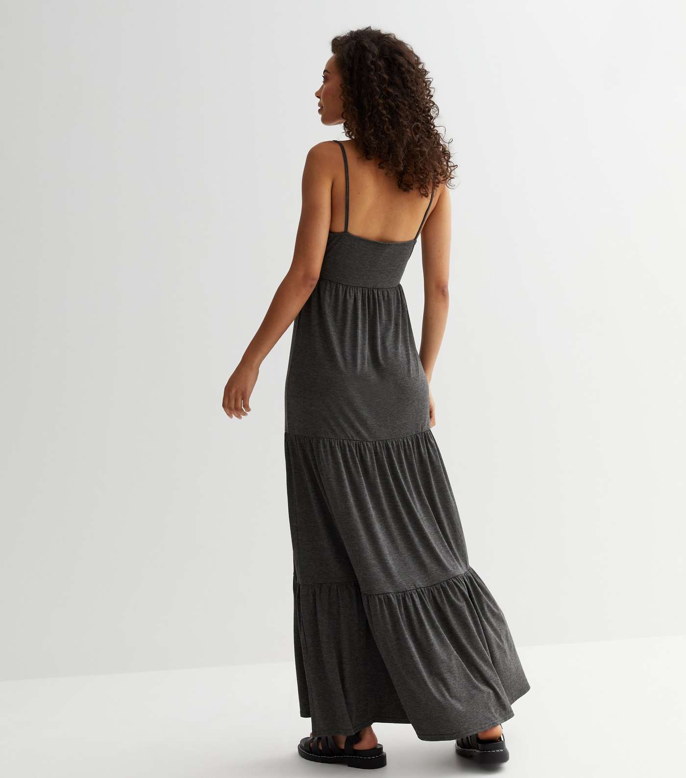 Tall Dark Grey Jersey Tiered Maxi Dress Image 4