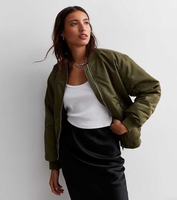 khaki leather jacket womens