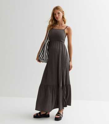 Maternity Dark Grey Jersey Tiered Maxi Dress