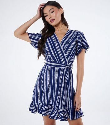 Wrap best sale stripe dress