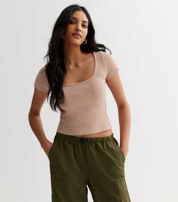 Mink Waffle Knit Crop Top