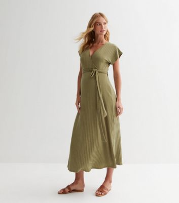 Maternity Khaki Short Sleeve Midaxi Nursing Dress New Look