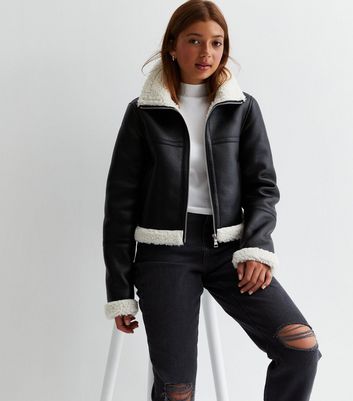 New look aviator jacket in black online