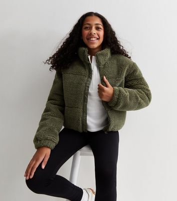 Ladies Wild Olive Green Short Puffer Jacket | Puffer Jacket