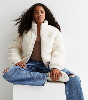 girls faux fur bomber jacket | girls clearance | Abercrombie.com