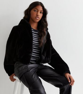 Black faux fur jacket new look hotsell