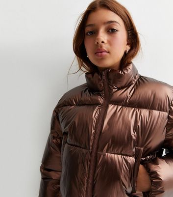 Metallic cropped 2025 puffer jacket