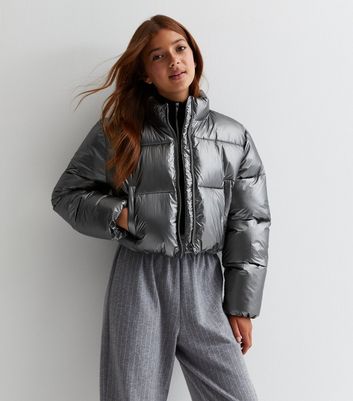 Silver puffer coat outlet zara