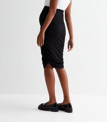 Black midi ruched outlet skirt