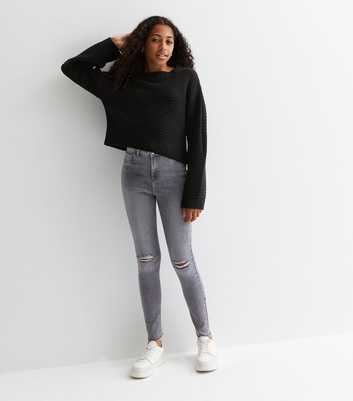 Girls Blue Ripped Knee Belted Moira Mom Jeans