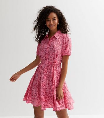 Floral tie 2025 waist shirtdress