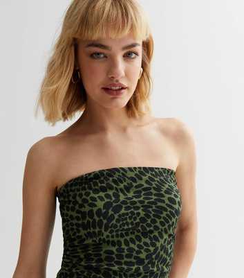 Green Animal Print Bandeau Maxi Dress