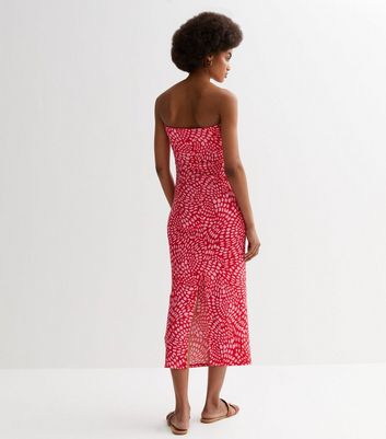 Red Animal Print Bandeau Maxi Dress New Look